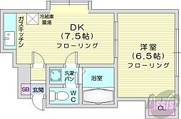 シェーンブルン北26条 1DKの間取図画像