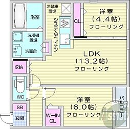 ALPHASQUARE北12西3 2LDKの間取図画像