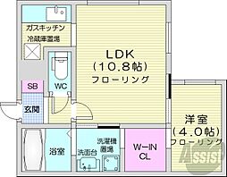 ルーチェN19 1LDKの間取図画像