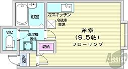キアーロ・N7 ワンルームの間取図画像