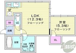 ノーマルヒル本町 1LDKの間取図画像