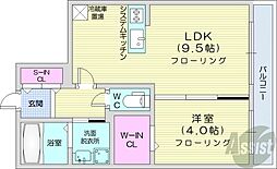 ラピスリアン北9条 1LDKの間取図画像