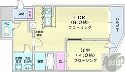 アルファタワー札幌南4条 1LDKの間取図画像