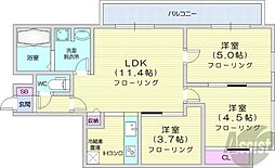 レジディアキタニジョウイースト2 3LDKの間取図画像
