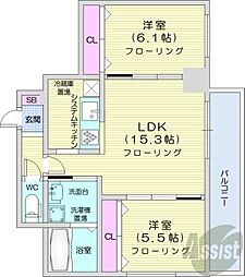 グラン札幌 2LDKの間取図画像