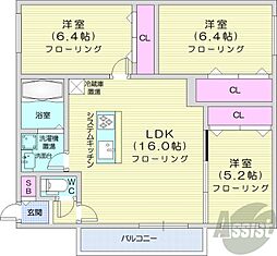 フォレスタ伏見 3LDKの間取図画像