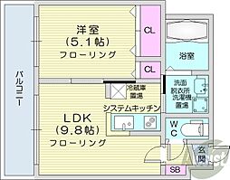 セブンスコートN14 1LDKの間取図画像