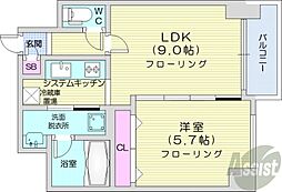 ブラントゥール伏見 1LDKの間取図画像