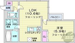 エムアールレジデンスN32 1LDKの間取図画像