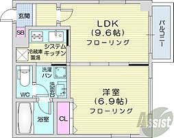 COMFORIA北三条 1LDKの間取図画像