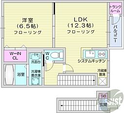 グランカナリヤ 1LDKの間取図画像