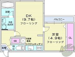 グランヴィーヌN17 1LDKの間取図画像