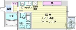 プライマル札幌北18条 ワンルームの間取図画像