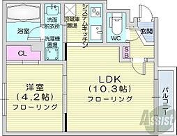 プレミアムマンション銀河 1LDKの間取図画像