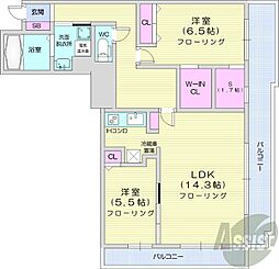 パシフィックタワー札幌 2LDKの間取図画像