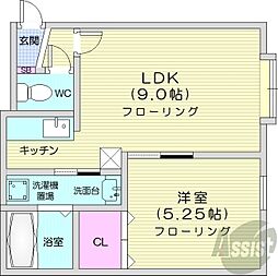 ジュネス新琴似 1LDKの間取図画像