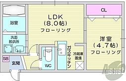 シティレジデンス北34条 1LDKの間取図画像
