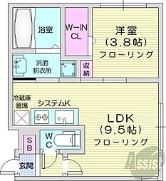 ジュネスN36 1LDKの間取図画像