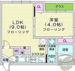 ラフィーネN26ウエスト 1LDKの間取図画像