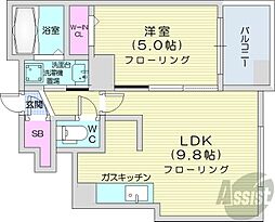 S-FORT北大前 1LDKの間取図画像