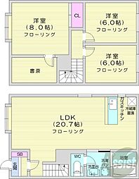 ヴィラ本町D 3LDKの間取図画像