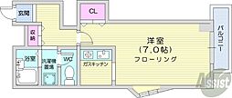 トラストコート17 1Kの間取図画像