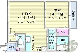 ライトベル北20条 1LDKの間取図画像
