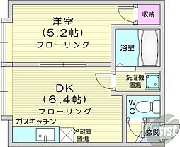 クルーズハウス麻生 1DKの間取図画像