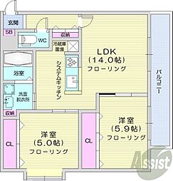 デュペールN28 2LDKの間取図画像