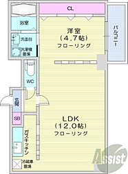 アンビシャス北大前カナエ札幌ビル 1LDKの間取図画像