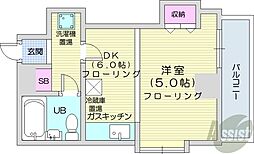 シティハイムN18. 1DKの間取図画像