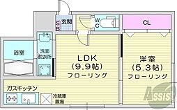 プリマクラッセ 1LDKの間取図画像