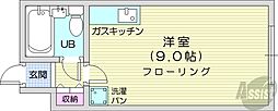ジュネスコート22 ワンルームの間取図画像