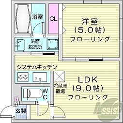 イーストコート1 1LDKの間取図画像