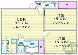 アドゥスィール2 2LDKの間取図画像