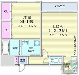 フルール 1LDKの間取図画像