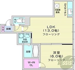 レストヒルズN32 1LDKの間取図画像