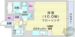 セントポーリアスウィート ワンルームの間取図画像