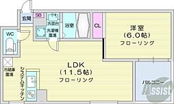 サムティタワーN26 1LDKの間取図画像