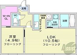 コートヴィラ札幌 1LDKの間取図画像