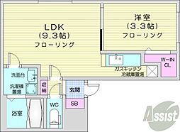 シャトン北10条 1LDKの間取図画像