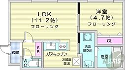 Cuore 1LDKの間取図画像