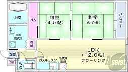 ラフォーレ山鼻 2LDKの間取図画像