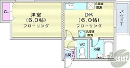 アベニール 1DKの間取図画像