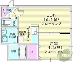 ル・ファールN25 1LDKの間取図画像