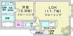 ルミエール大通 1LDKの間取図画像