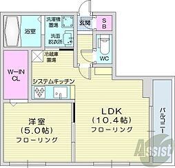 カレラ伏見 1LDKの間取図画像