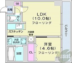 札幌レジデンス近代美術館 1LDKの間取図画像
