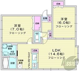 プレジール 2LDKの間取図画像