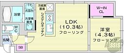 アッパーヴィレッジ栄町 1LDKの間取図画像